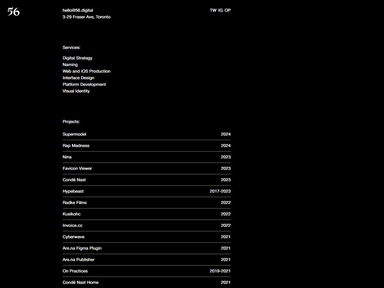 Screenshot of 56 Digital