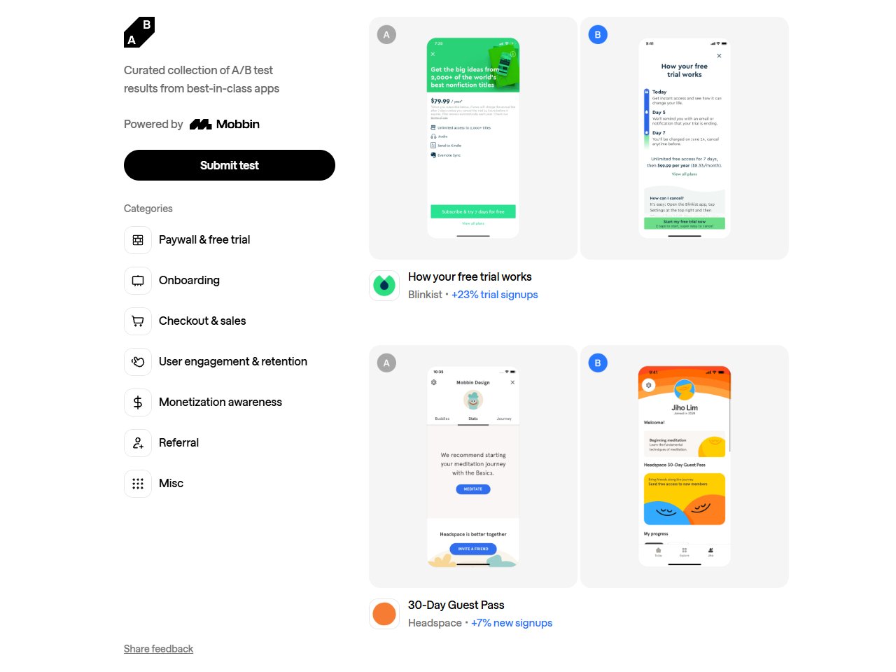 Screenshot of AB Test Design