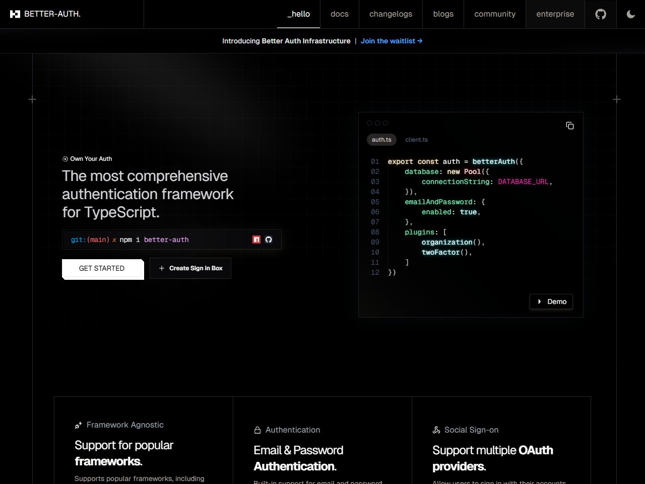 Screenshot of Better Auth