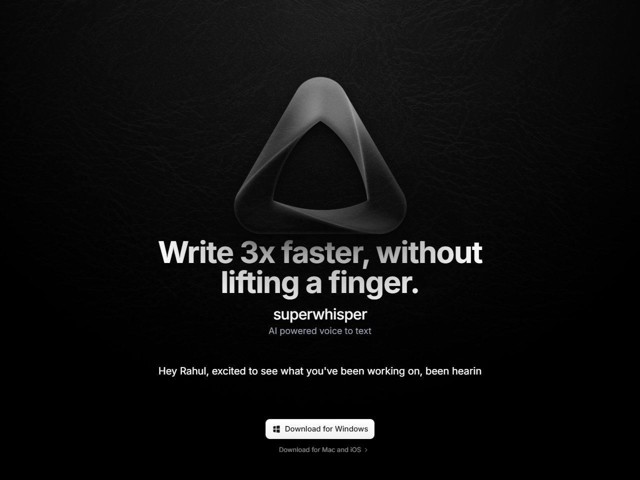 Screenshot of Superwhisper