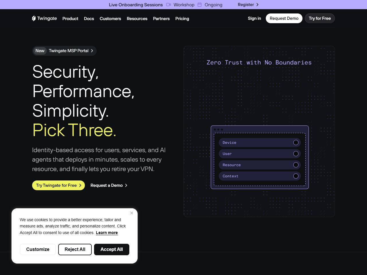 Screenshot of Twingate